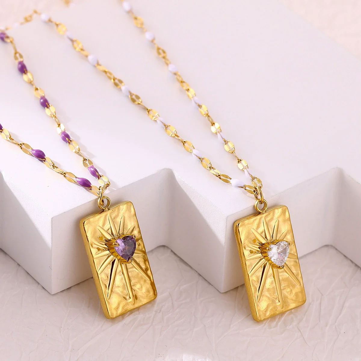 Wholesale Gold Electroplated Stainless Steel Heart Cross Chain Necklace For Unisex - Image 2