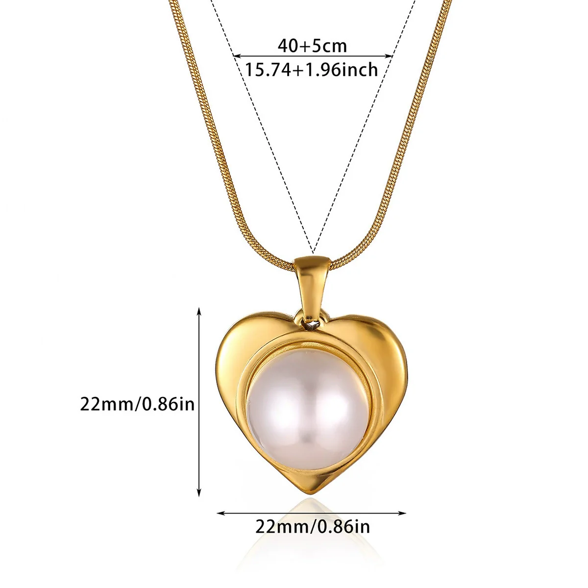Wholesale Gold Electroplated Stainless Steel Heart Pendant Necklace With Cross Chain For Unisex - Image 5