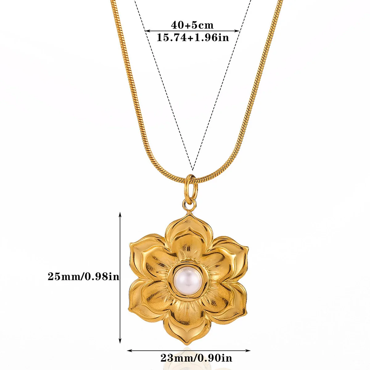 Wholesale Gold Electroplated Stainless Steel Hollow Flower Pendant Necklace With Cross Chain For Unisex - Image 6