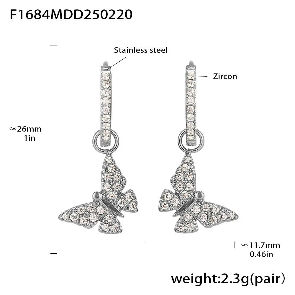 Wholesale Gold Plated 18K Gold Inlaid Zircon Stainless Steel Geometric Heart Shape And Bow Tie Earrings For Women - Image 19