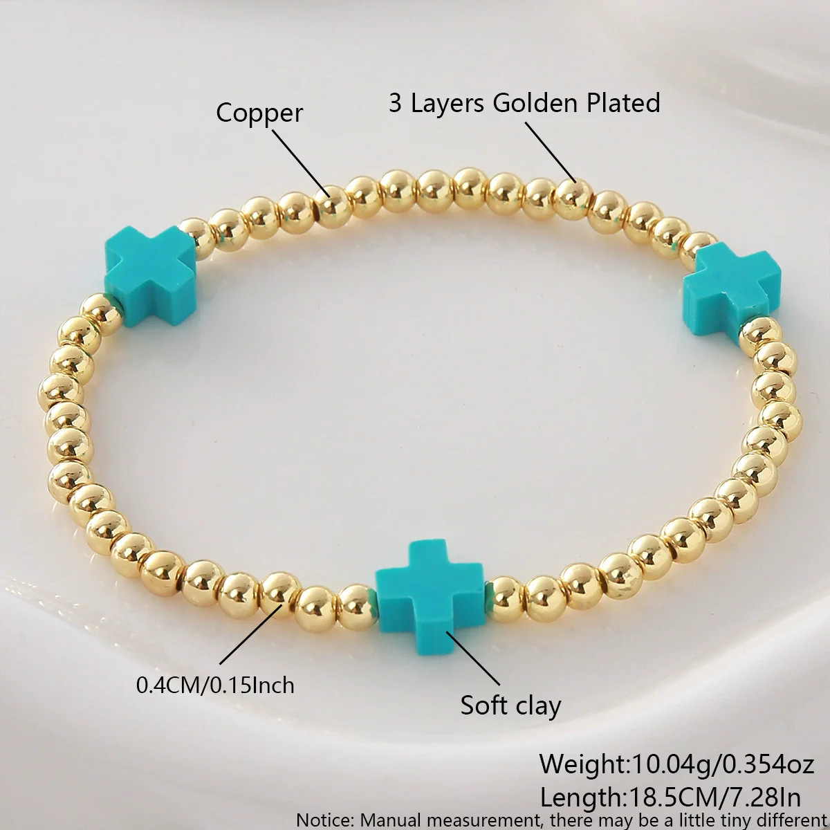 Wholesale Gold Plated Copper Cross Elastic Bracelet Jewelry For Unisex And Women - Image 7
