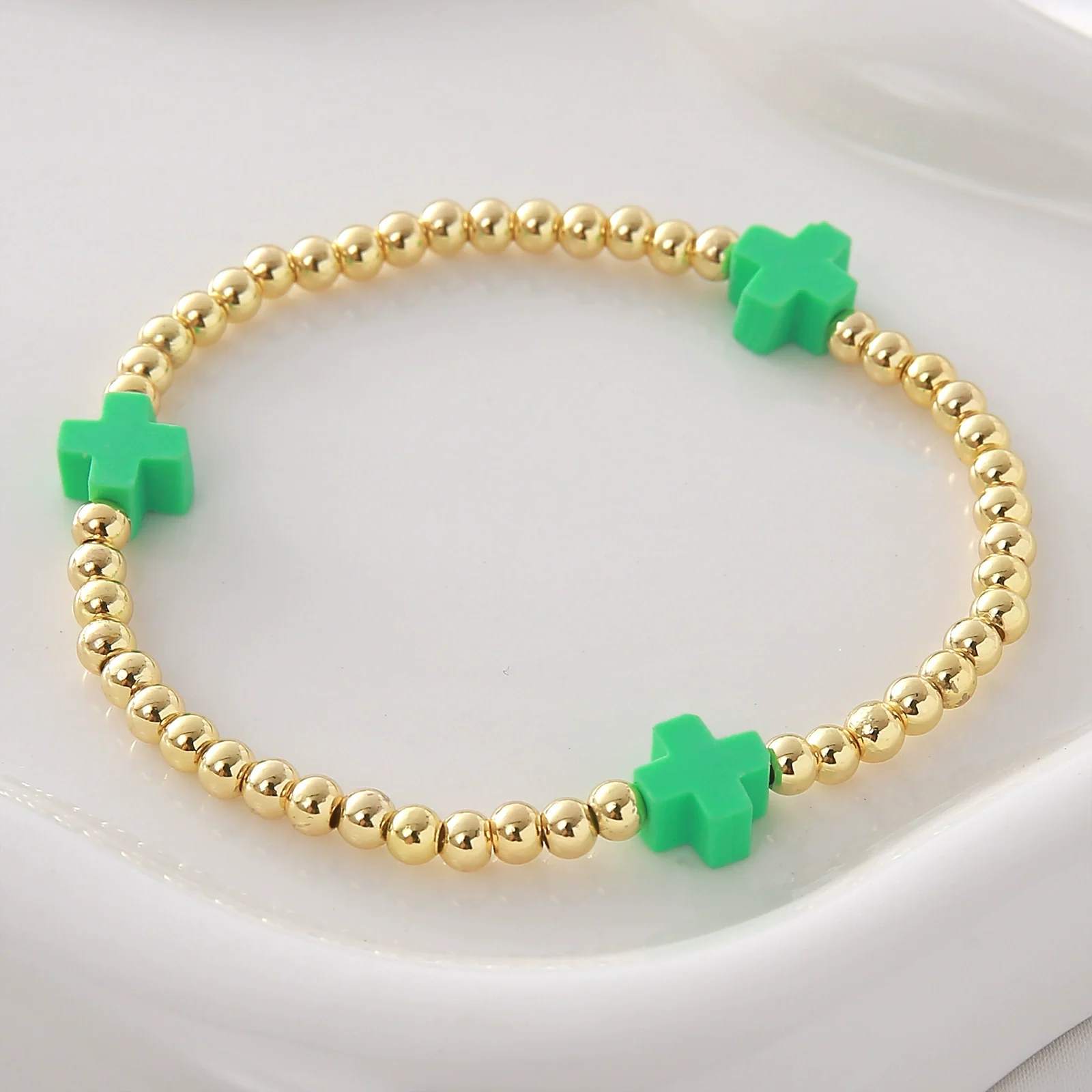 Wholesale Gold Plated Copper Cross Elastic Bracelet Jewelry For Unisex And Women - Image 8