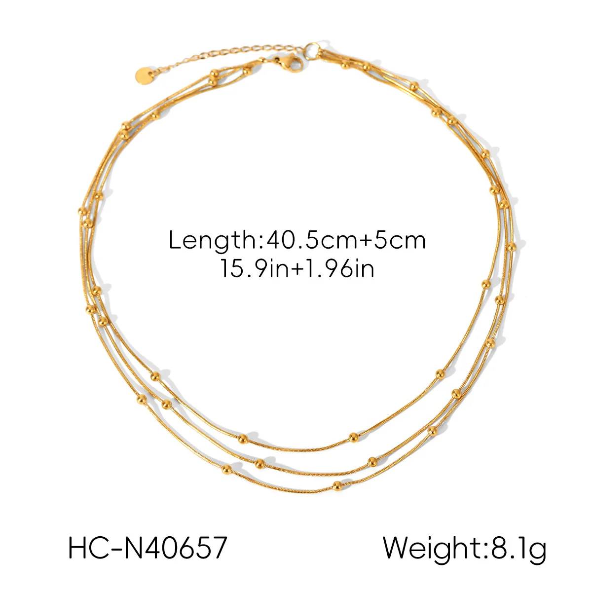 Wholesale Gold Plated Geometric Stainless Steel Bead Chain Necklaces And Bracelets For Women - Image 6