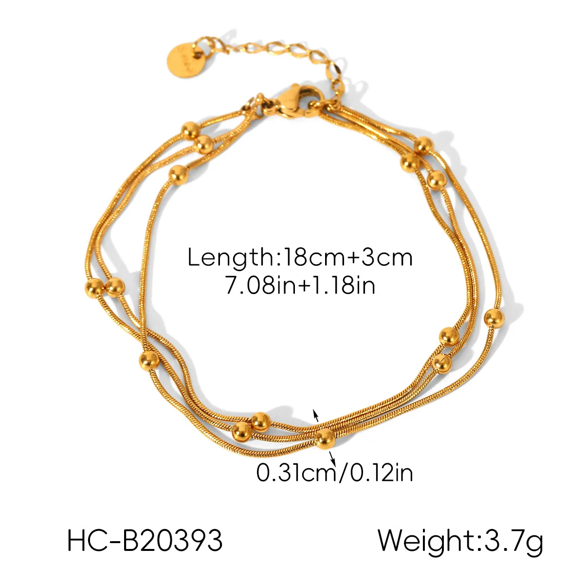 Wholesale Gold Plated Geometric Stainless Steel Bead Chain Necklaces And Bracelets For Women - Image 7