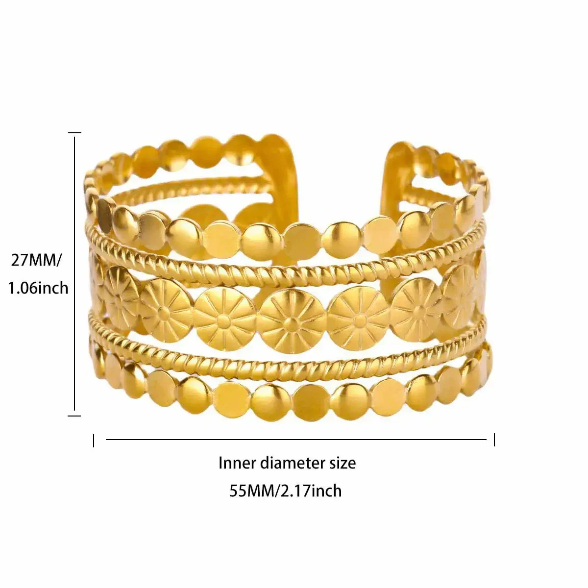 Wholesale Gold Plated Geometric Stainless Steel Bracelet For Women - Image 5