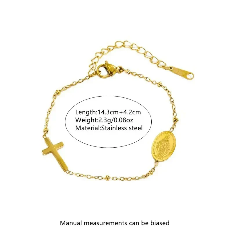 Wholesale Gold Plated Geometric Stainless Steel Cross Zircon Bracelet For Women - Image 8