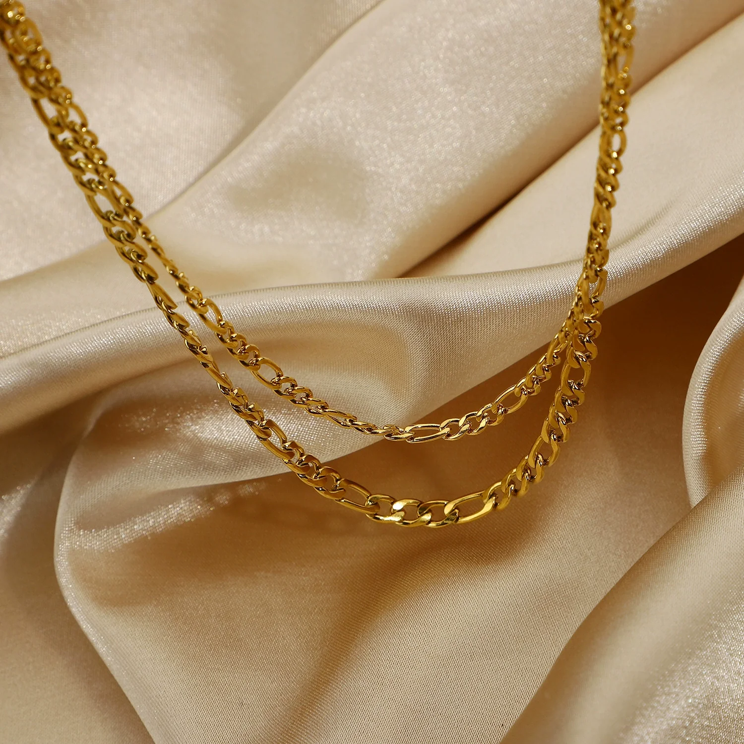 Wholesale Gold Plated Geometric Twolayer Bamboo Chain Necklace For Women Made Of Stainless Steel And Titanium Steel - Image 3