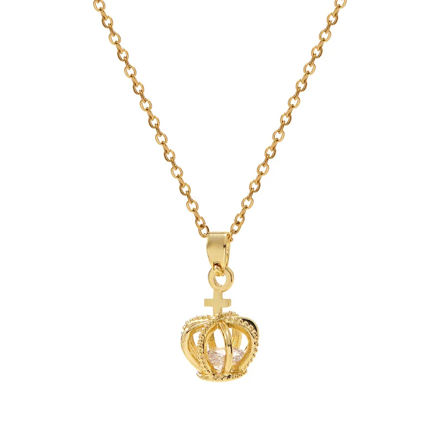 Wholesale Gold Plated Stainless Steel Crown Diamond Clavicle Necklace For Women In Ins Style - Image 5