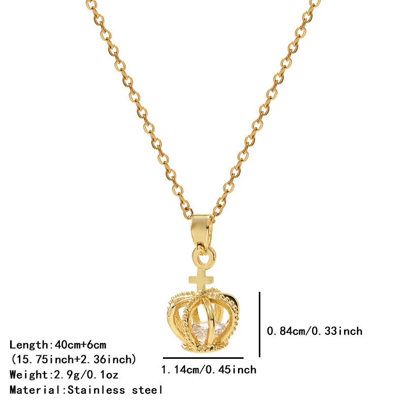 Wholesale Gold Plated Stainless Steel Crown Diamond Clavicle Necklace For Women In Ins Style - Image 6