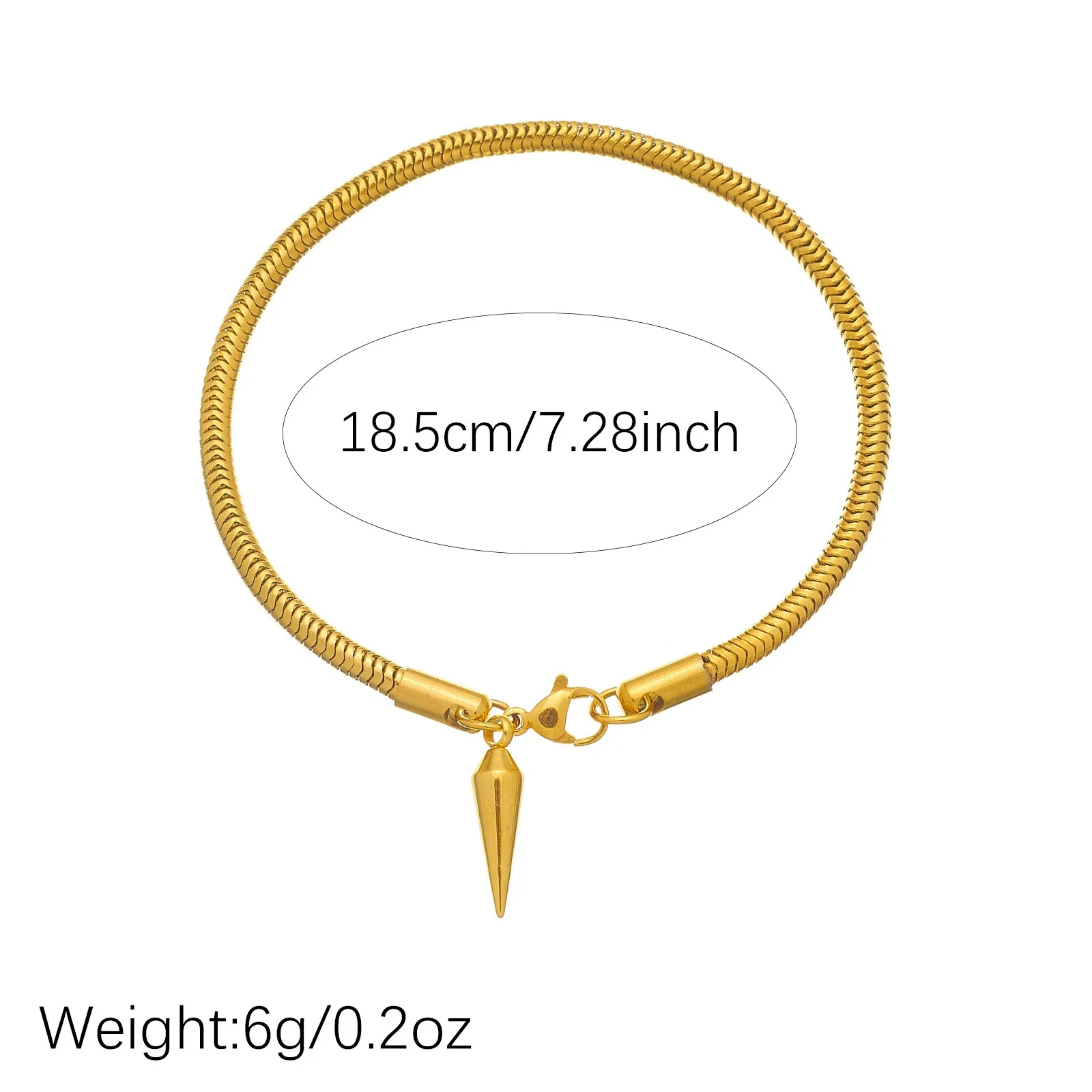 Wholesale Gold Plated Stainless Steel Drop Shape Bracelet With Rivet Pendant And Thick Bar Design For Women - Image 4