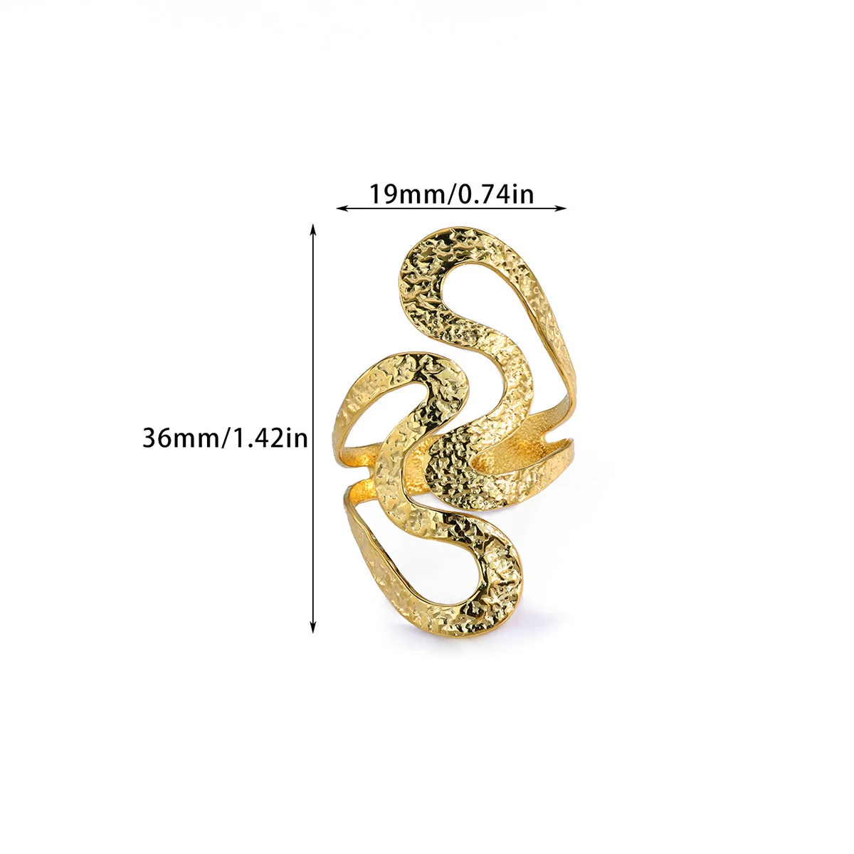 Wholesale Gold Plated Stainless Steel Geometric Line Ring For Women - Image 10