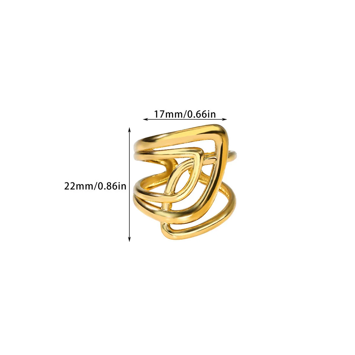 Wholesale Gold Plated Stainless Steel Geometric Line Ring For Women - Image 11
