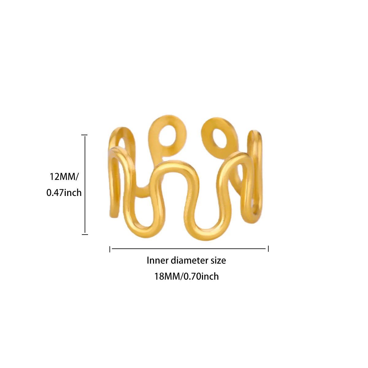 Wholesale Gold Plated Stainless Steel Geometric Line Ring For Women - Image 12