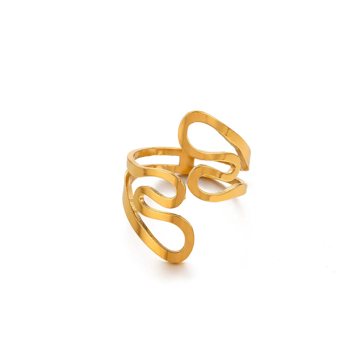 Wholesale Gold Plated Stainless Steel Geometric Line Ring For Women - Image 5
