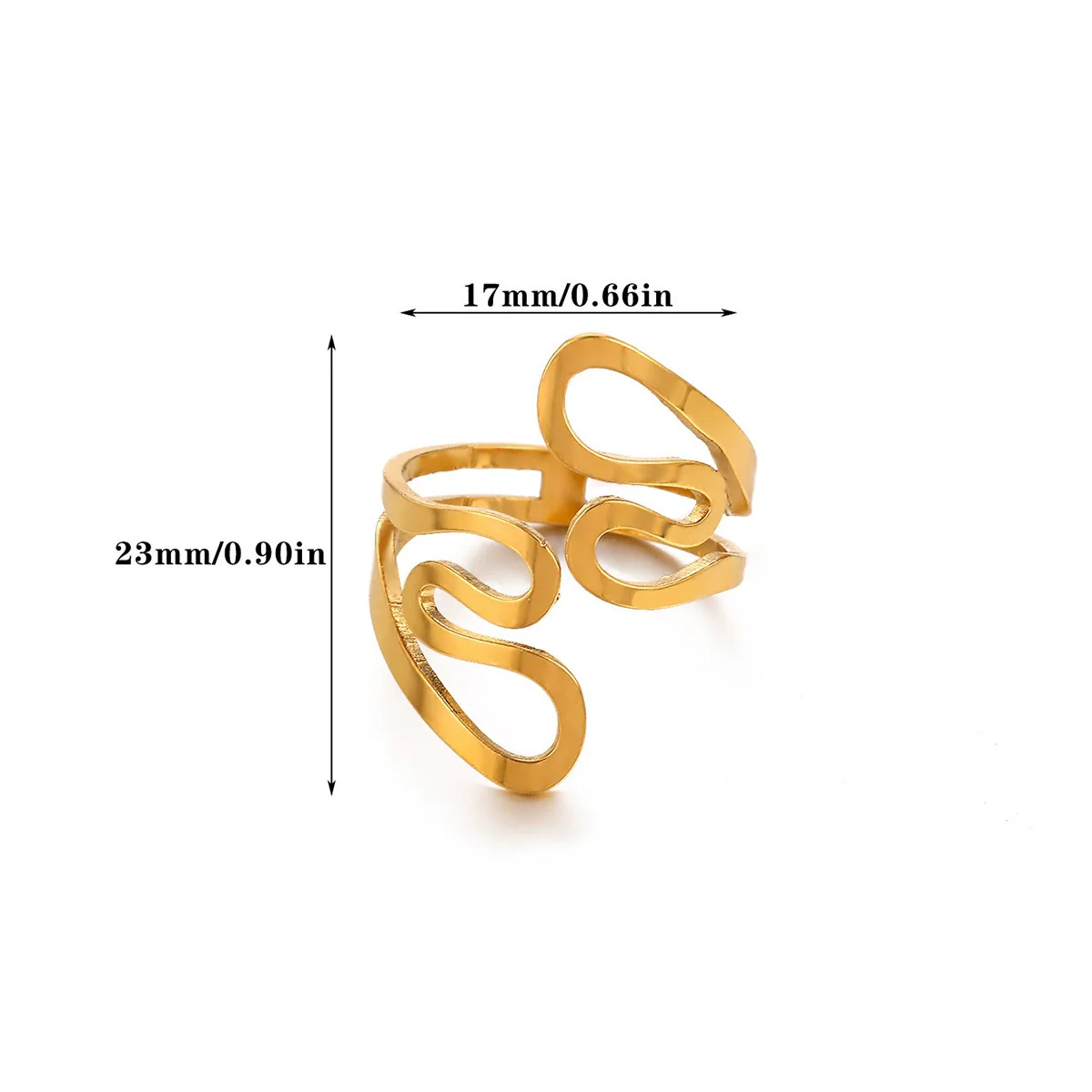 Wholesale Gold Plated Stainless Steel Geometric Line Ring For Women - Image 6