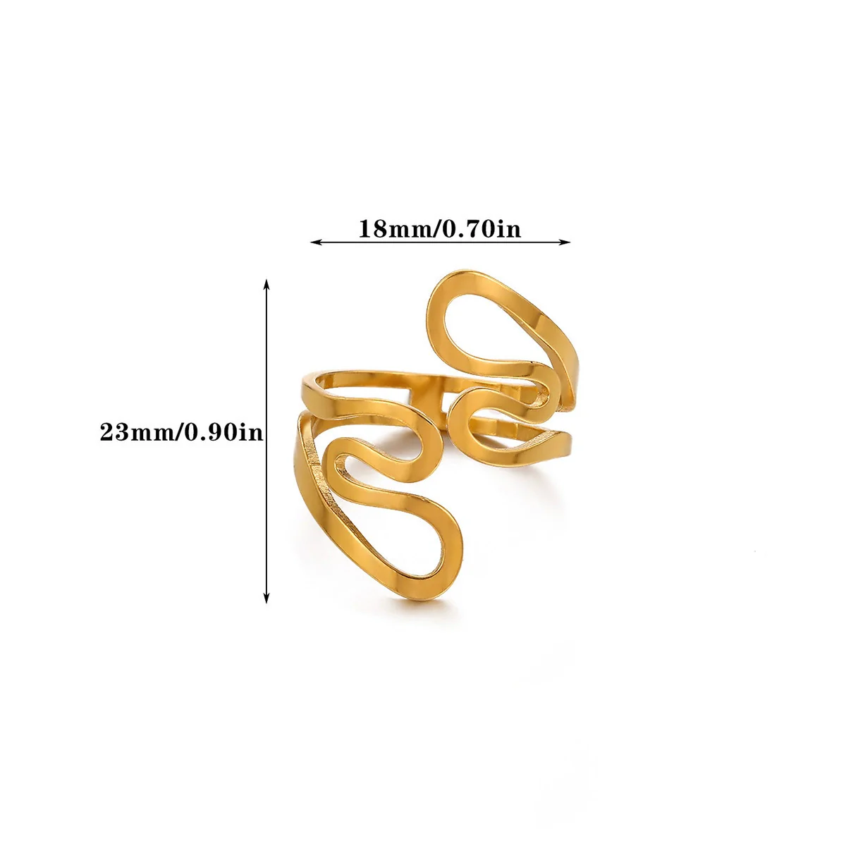 Wholesale Gold Plated Stainless Steel Geometric Line Ring For Women - Image 7