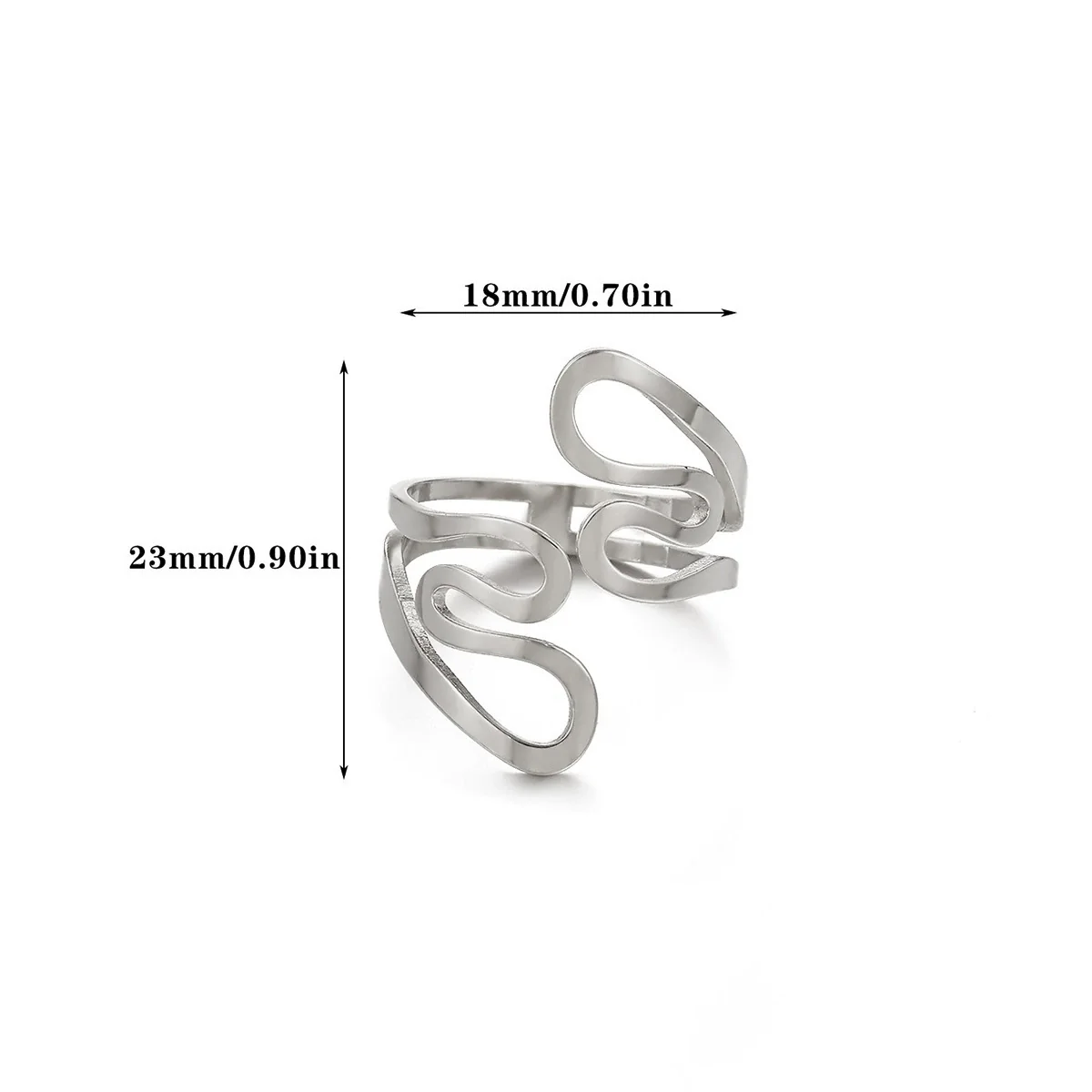 Wholesale Gold Plated Stainless Steel Geometric Line Ring For Women - Image 9