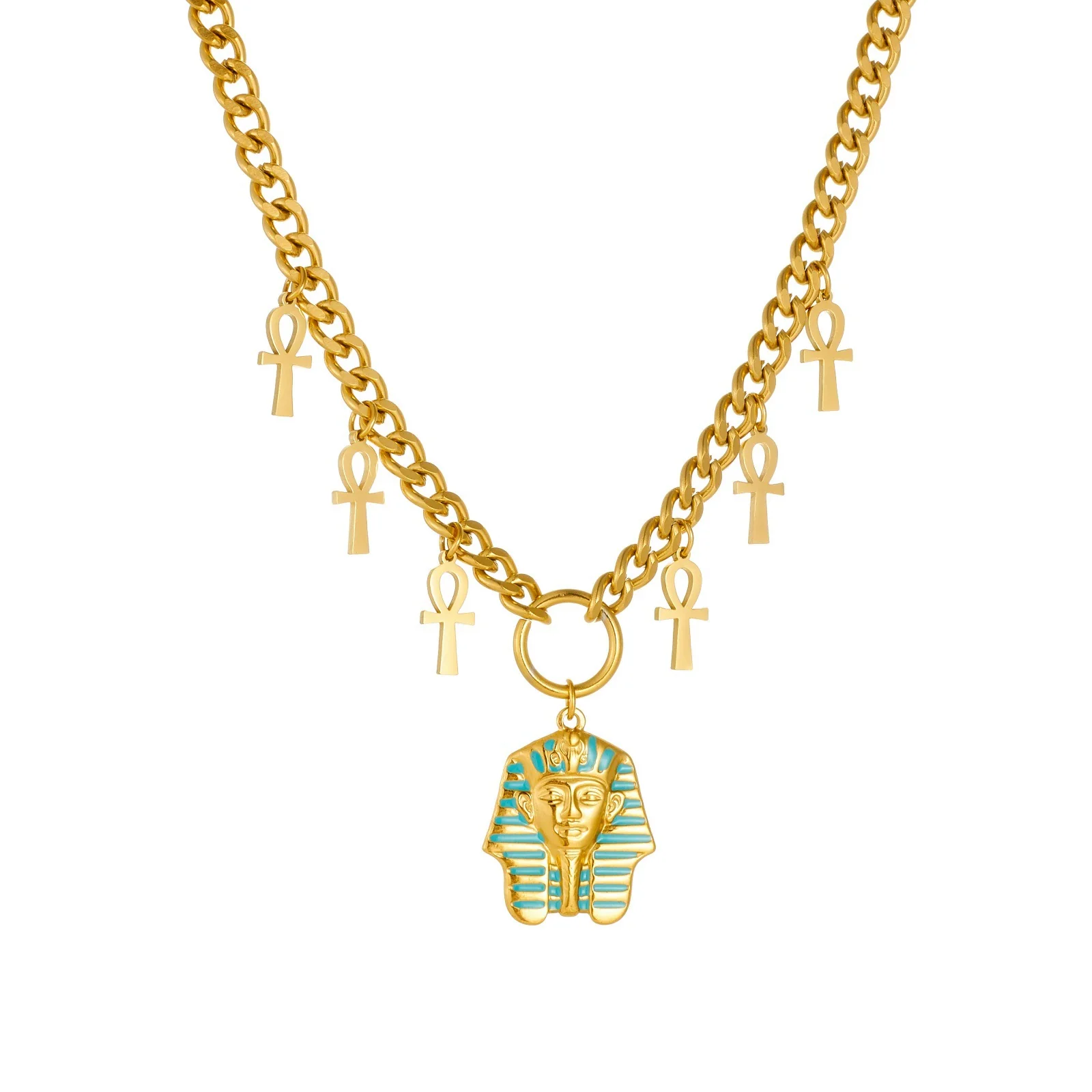 Wholesale Gold Plated Stainless Steel Medieval Style Cross Pendant Necklace For Women - Image 5