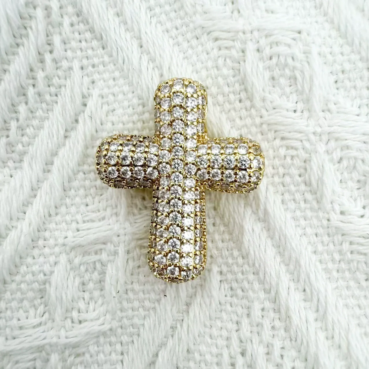 Wholesale Gold Plated Zircon Encrusted Chubby Cross Pendant Diy Jewelry Accessories Made Of Copper - Image 10
