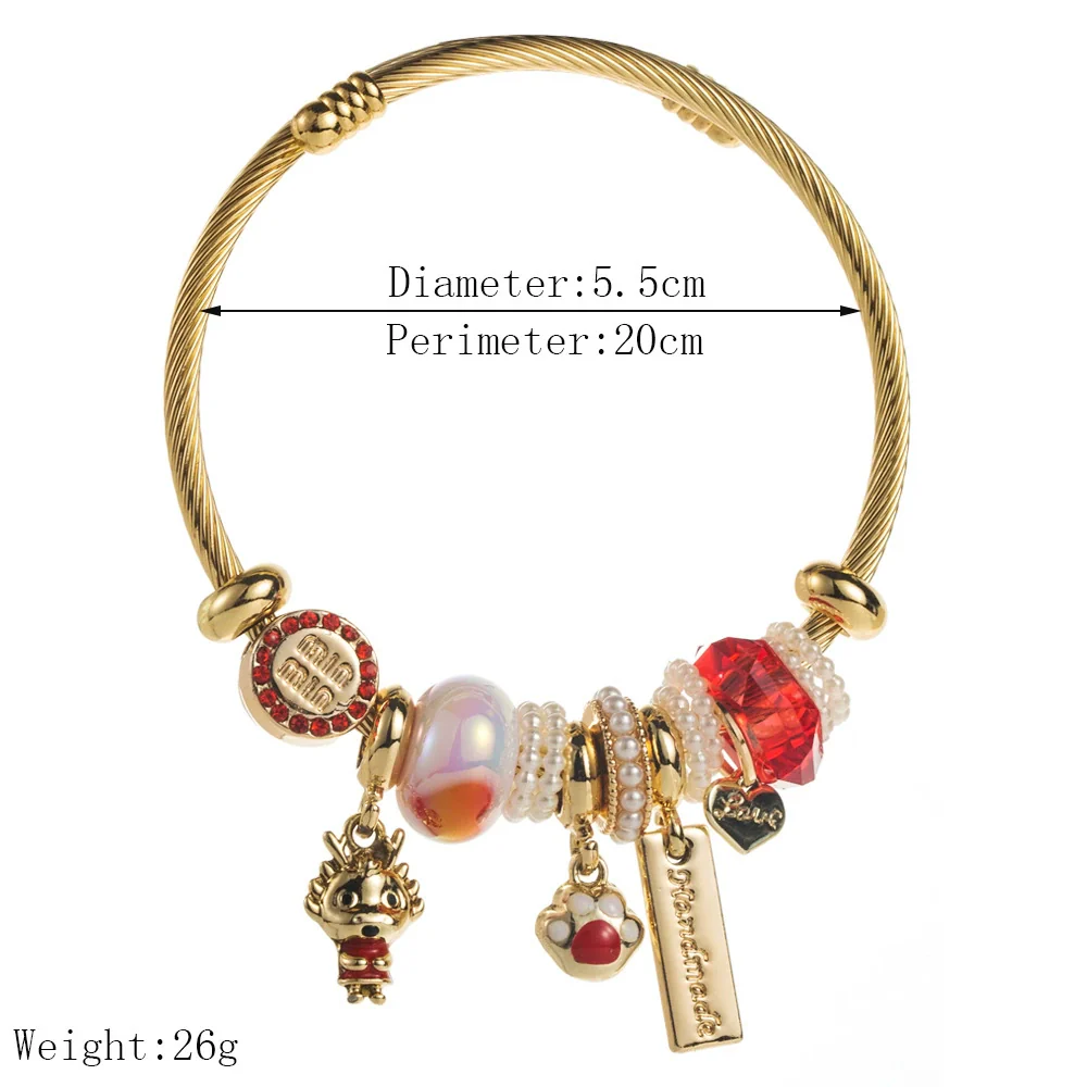 Wholesale Golden Stainless Steel Alloy Women's Bracelet With Diamond Treatment And Small Animal Pendant - Image 2