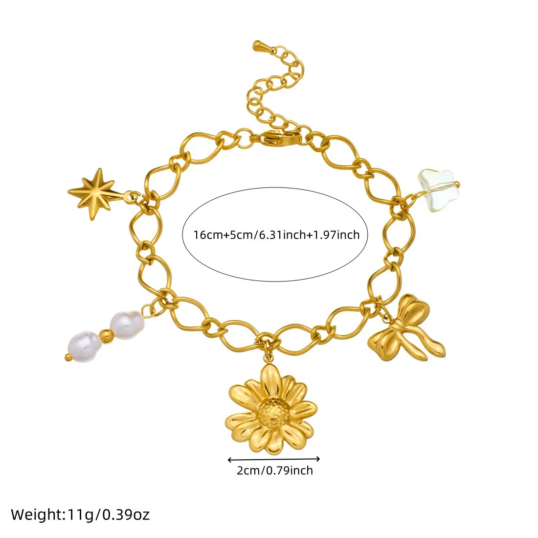Wholesale Goldplated Flowers Pattern Stainless Steel Bracelet For Women - Image 4