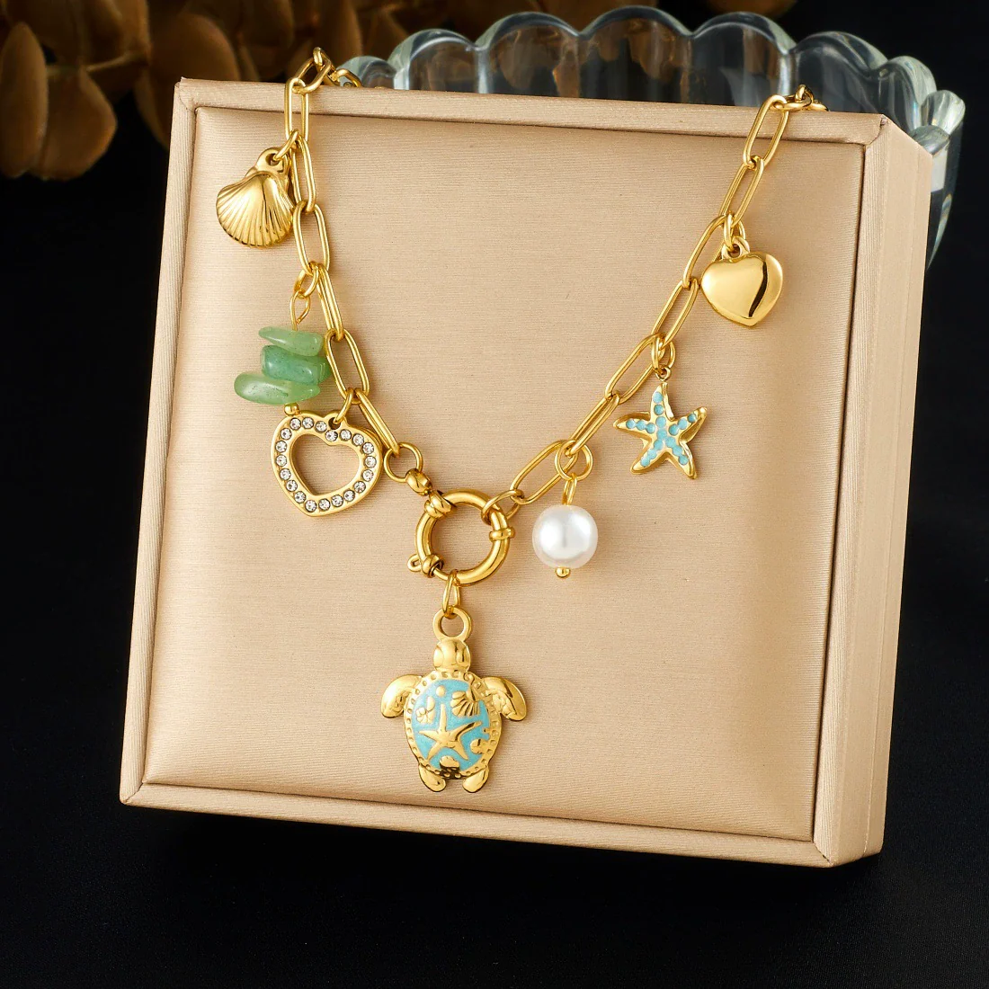 Wholesale Goldplated Stainless Steel Animalshaped Pendant Necklace For Women With Flat Cross Chain