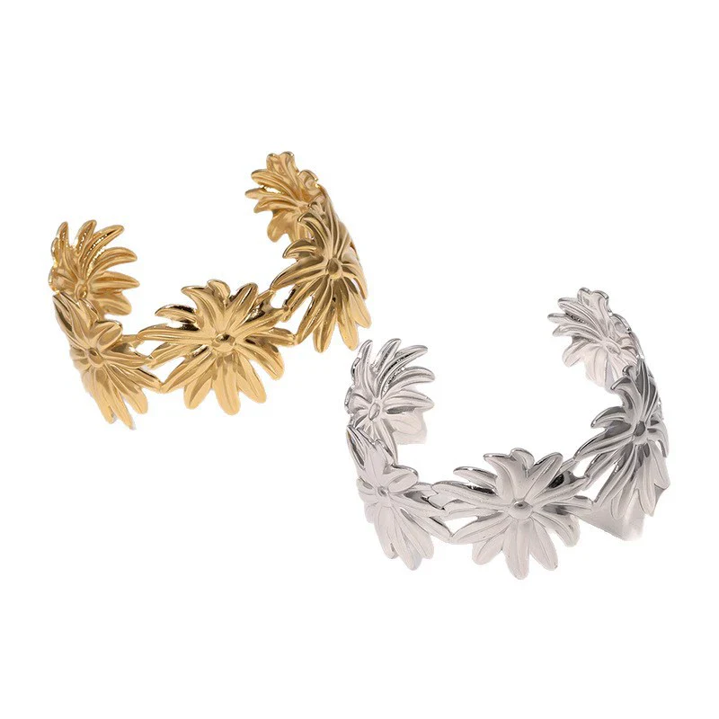 Wholesale Goldplated Stainless Steel Daisy Design Bracelet For Women - Image 5