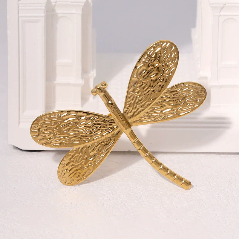 Wholesale Goldplated Stainless Steel Dragonfly Open Ring Jewelry For Women Simple Animal Style - Image 2