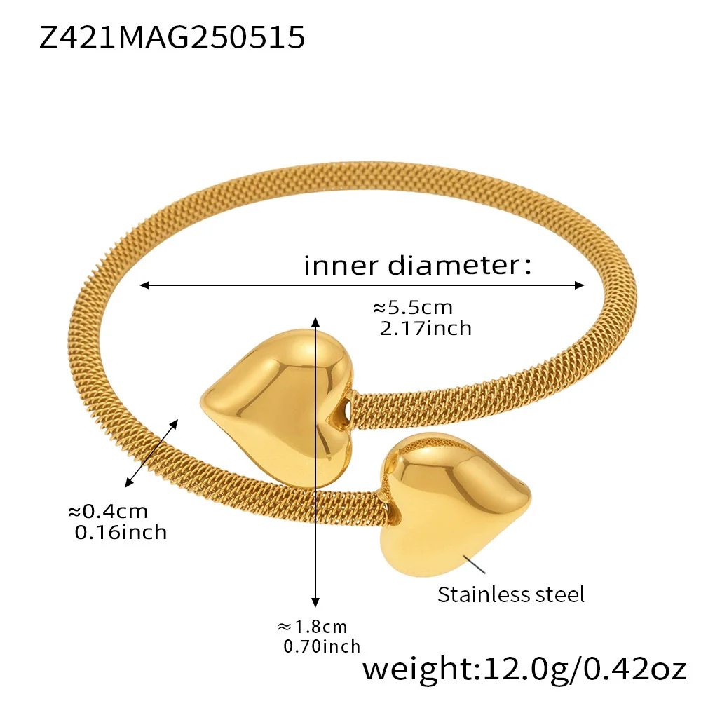Wholesale Goldplated Stainless Steel Love Hollow Mesh Ferris Wheel Adjustable Bracelet - Image 6