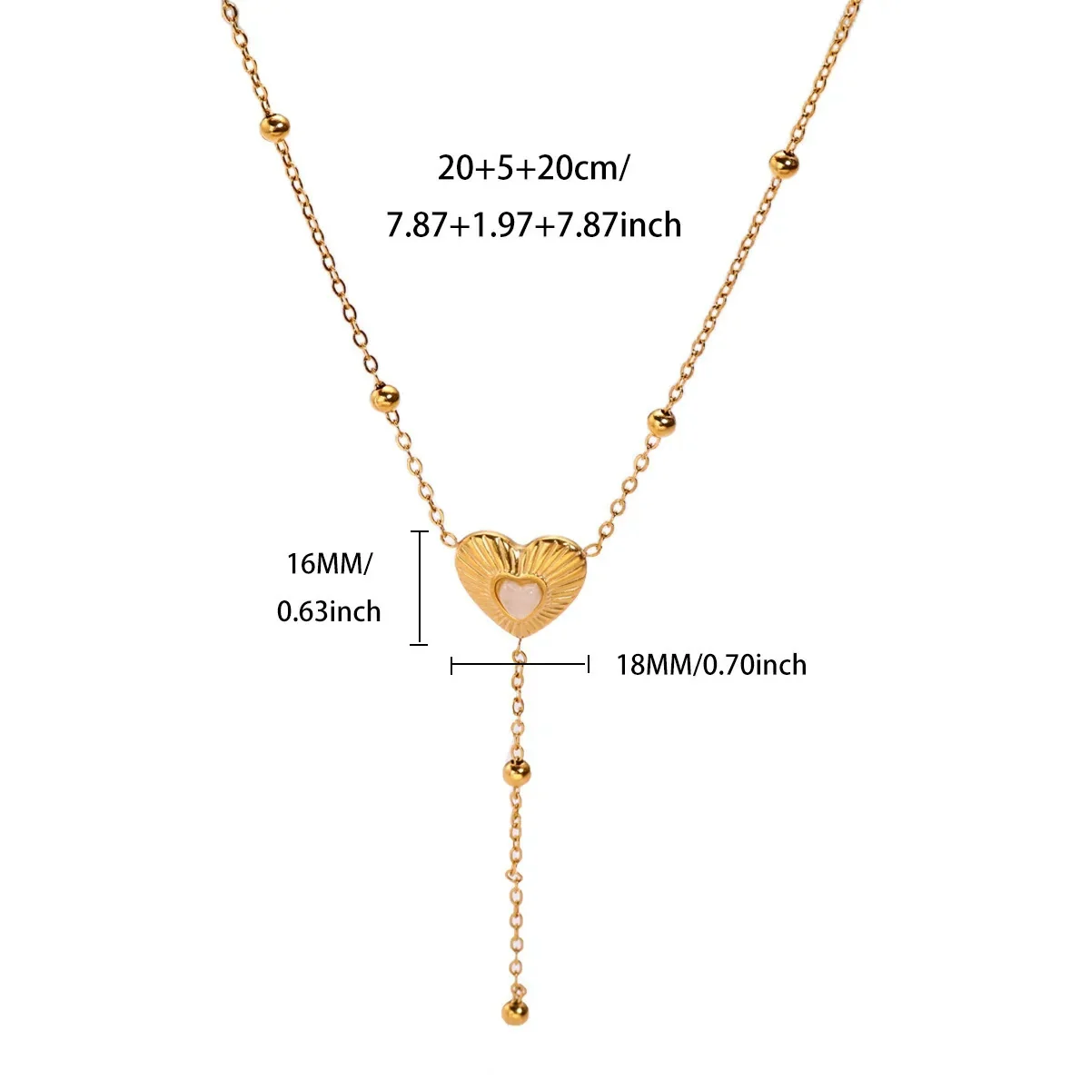 Wholesale Goldplated Titanium Steel Heart Geometric Bead Chain Necklace For Women With Palace And Floral Style - Image 11
