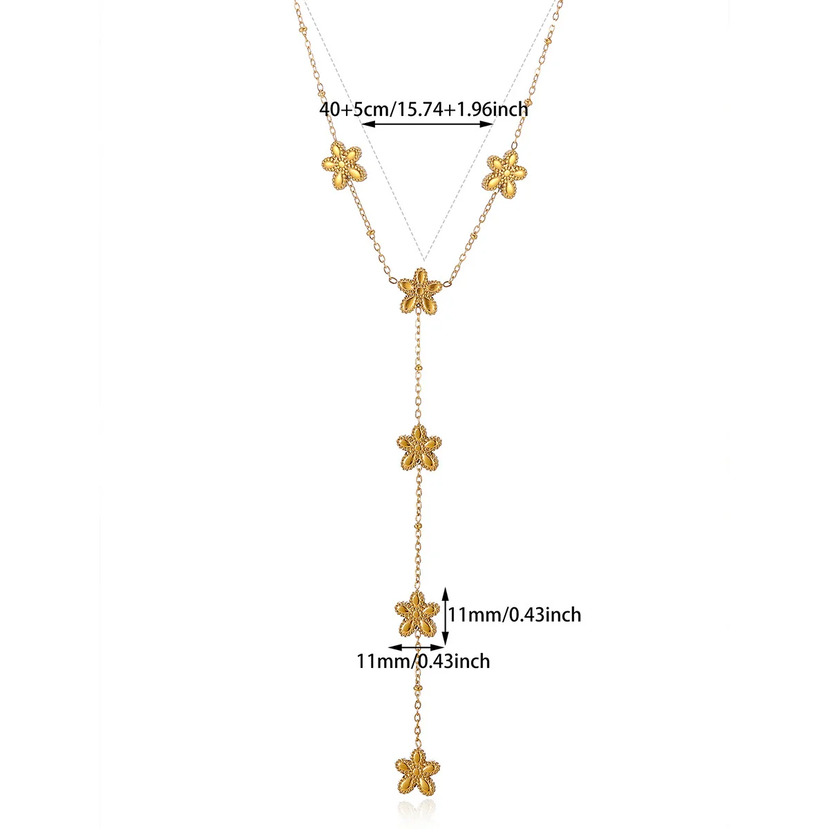Wholesale Goldplated Titanium Steel Heart Geometric Bead Chain Necklace For Women With Palace And Floral Style - Image 5