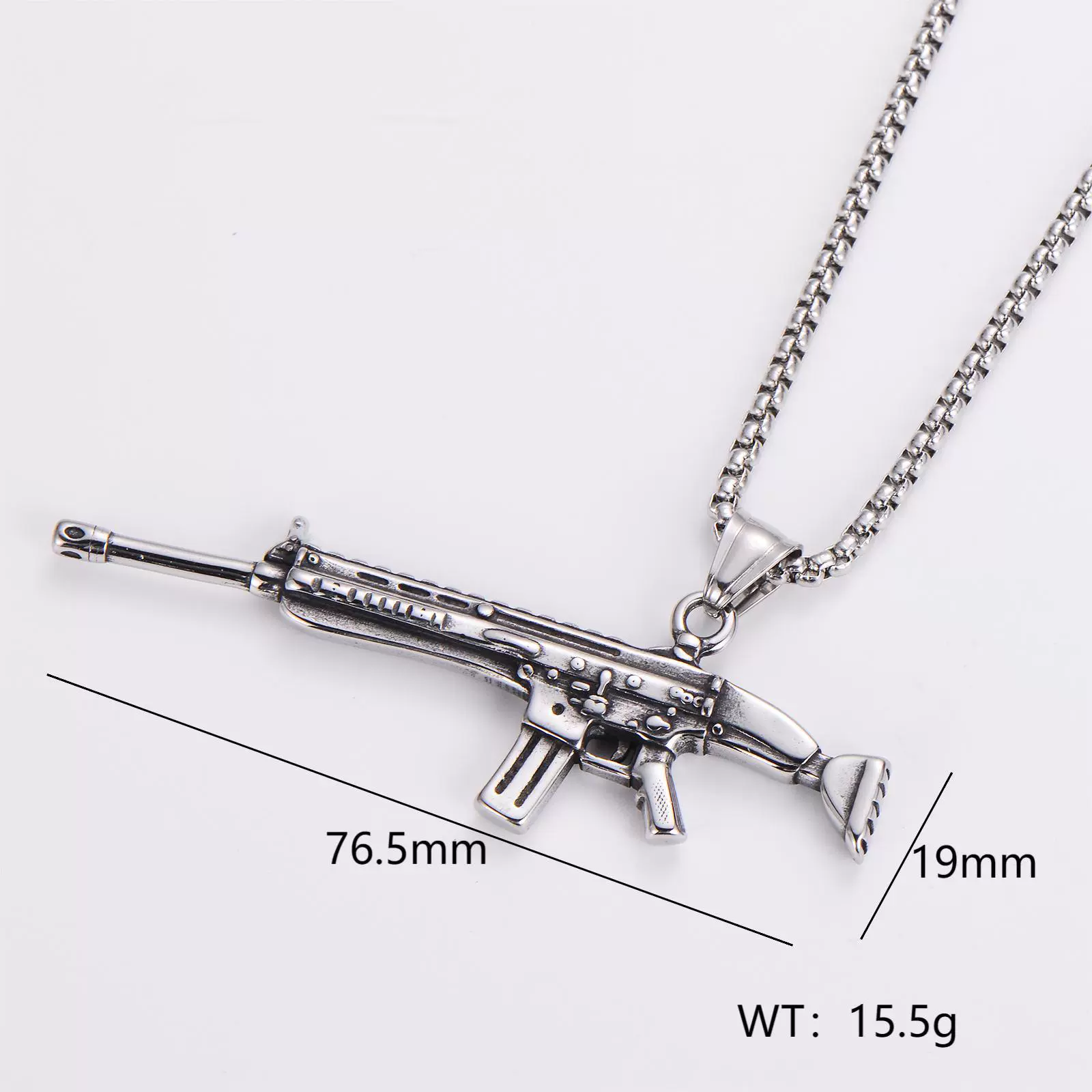 Wholesale Gun Necklace Stainless Steel Punk Hip Hop Geometric Polished Fashion - Image 10