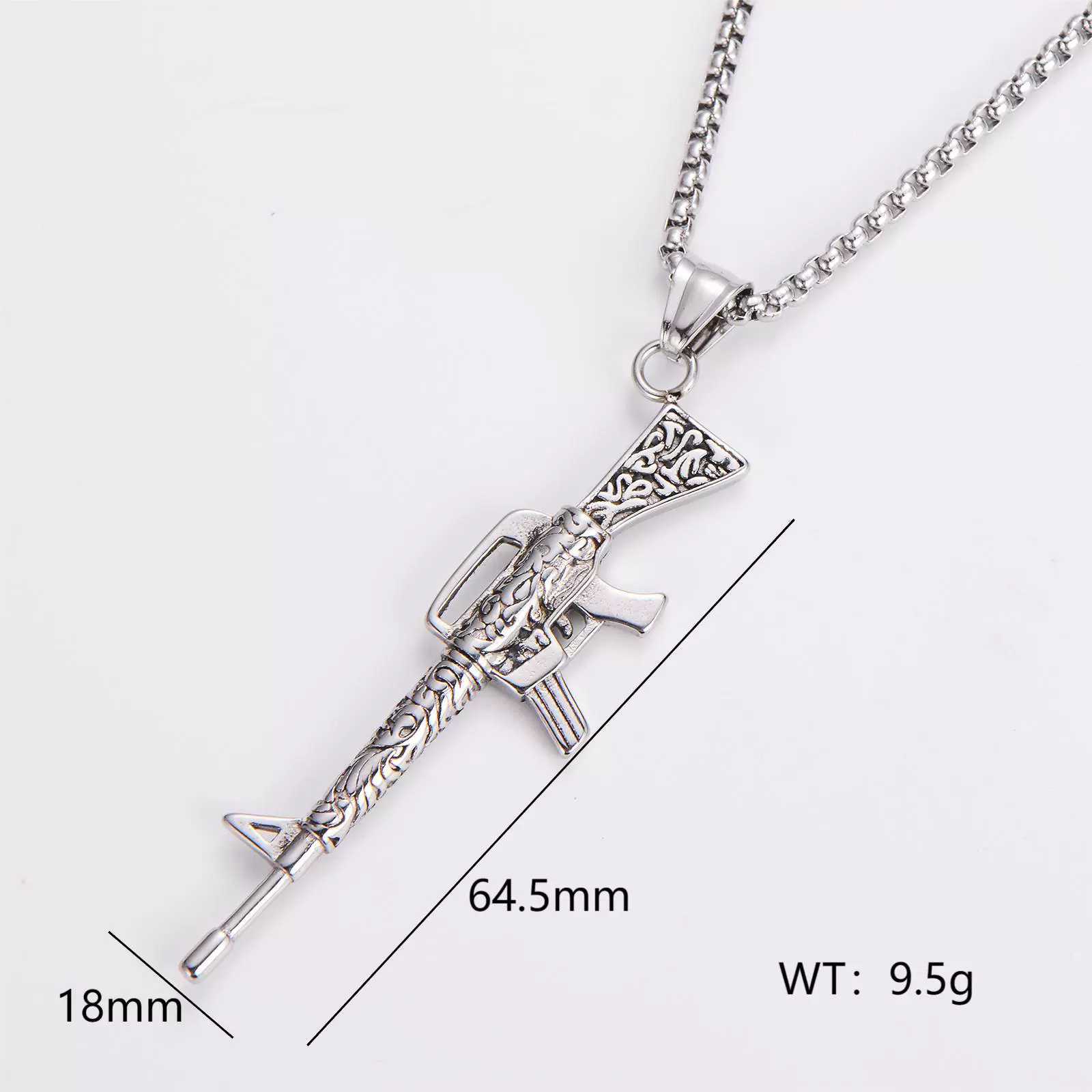 Wholesale Gun Necklace Stainless Steel Punk Hip Hop Geometric Polished Fashion - Image 11
