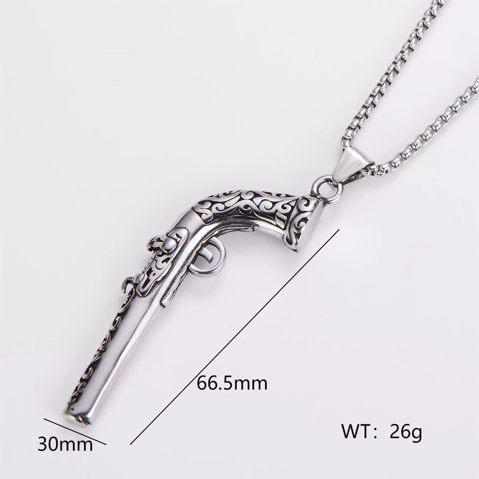 Wholesale Gun Necklace Stainless Steel Punk Hip Hop Geometric Polished Fashion - Image 12