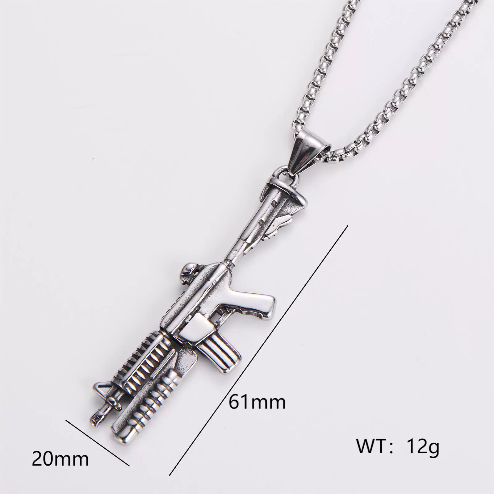 Wholesale Gun Necklace Stainless Steel Punk Hip Hop Geometric Polished Fashion - Image 13