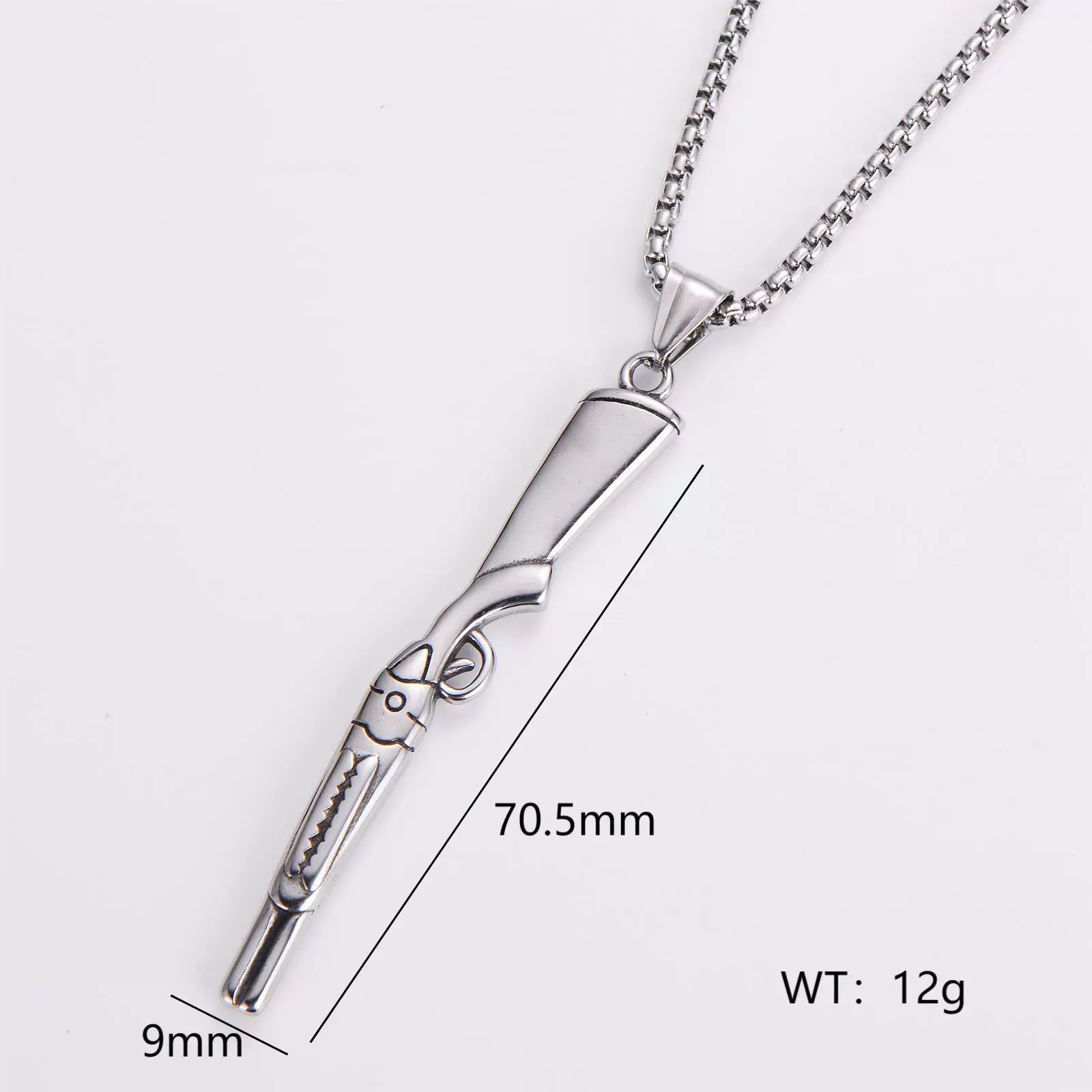 Wholesale Gun Necklace Stainless Steel Punk Hip Hop Geometric Polished Fashion - Image 15