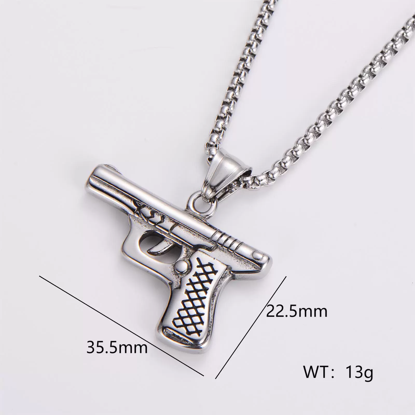 Wholesale Gun Necklace Stainless Steel Punk Hip Hop Geometric Polished Fashion - Image 16
