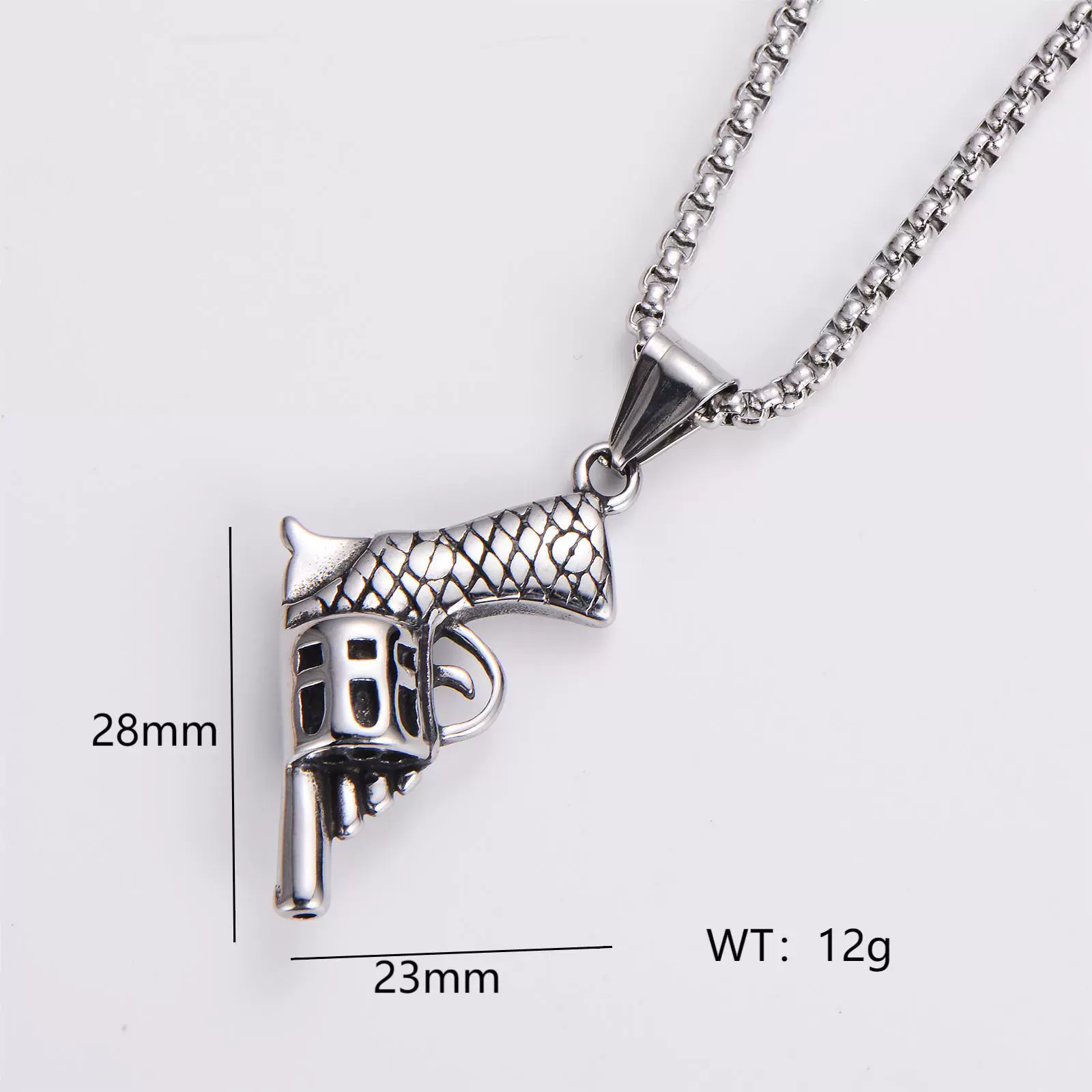 Wholesale Gun Necklace Stainless Steel Punk Hip Hop Geometric Polished Fashion - Image 17