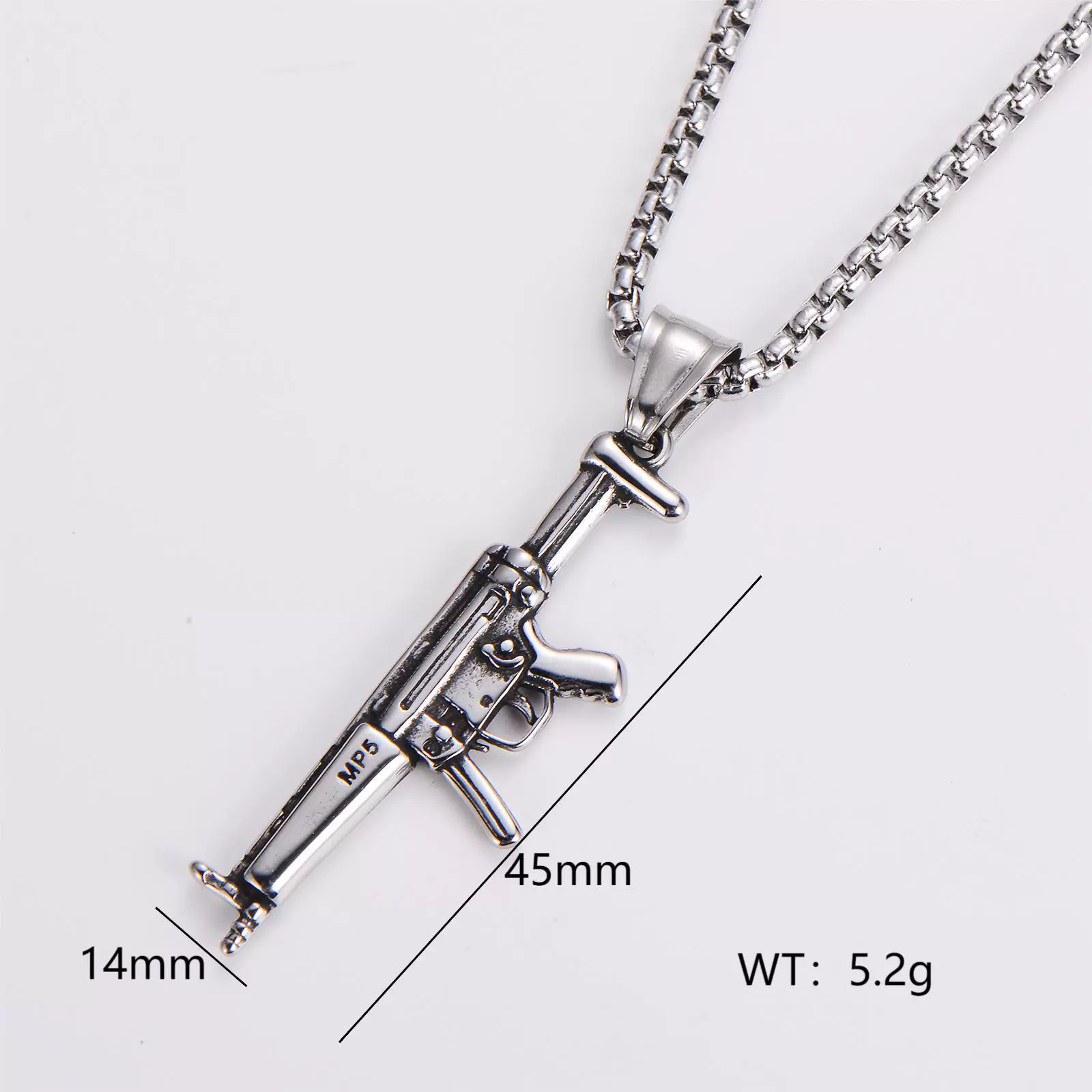 Wholesale Gun Necklace Stainless Steel Punk Hip Hop Geometric Polished Fashion - Image 18