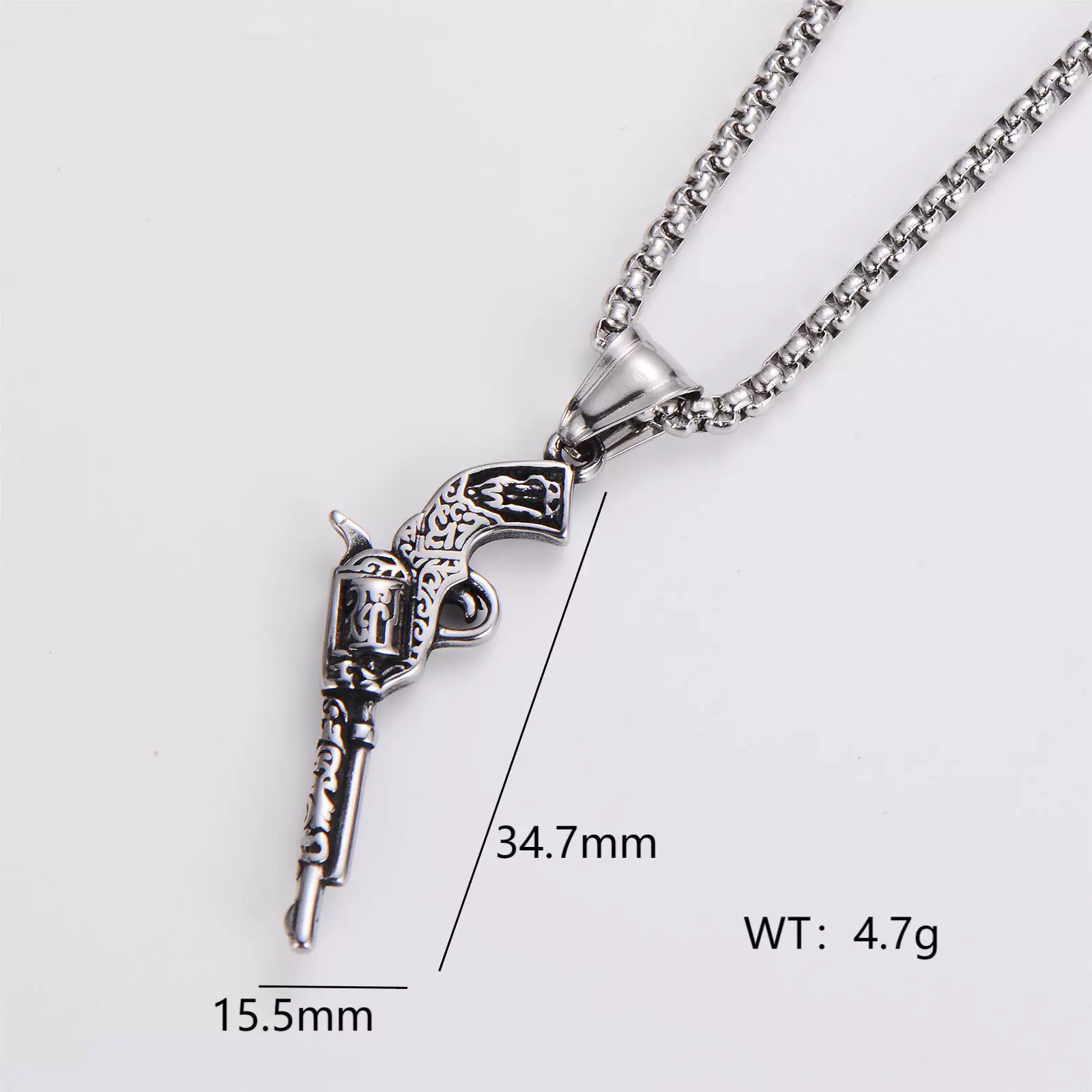 Wholesale Gun Necklace Stainless Steel Punk Hip Hop Geometric Polished Fashion - Image 19