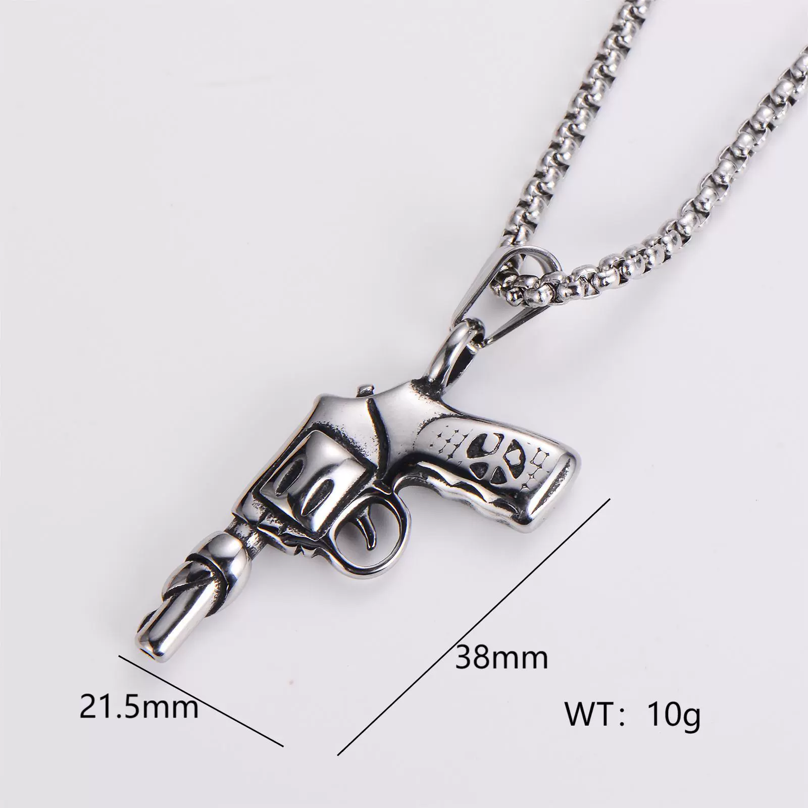 Wholesale Gun Necklace Stainless Steel Punk Hip Hop Geometric Polished Fashion - Image 20