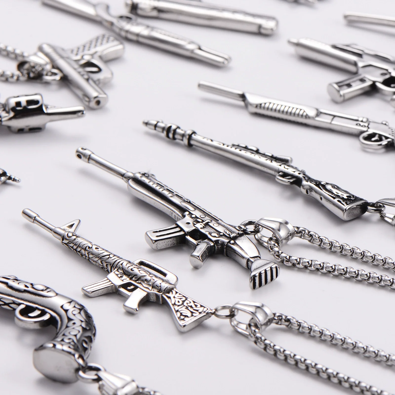 Wholesale Gun Necklace Stainless Steel Punk Hip Hop Geometric Polished Fashion - Image 3