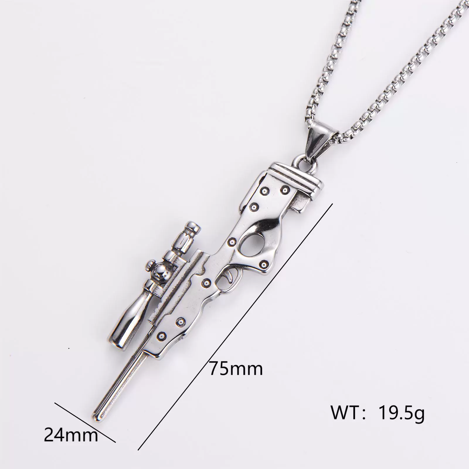 Wholesale Gun Necklace Stainless Steel Punk Hip Hop Geometric Polished Fashion - Image 6