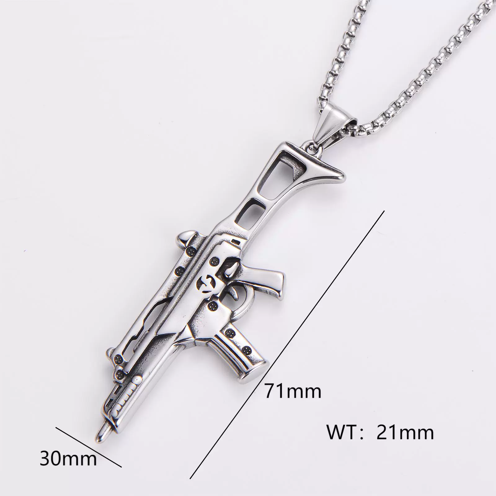 Wholesale Gun Necklace Stainless Steel Punk Hip Hop Geometric Polished Fashion - Image 7