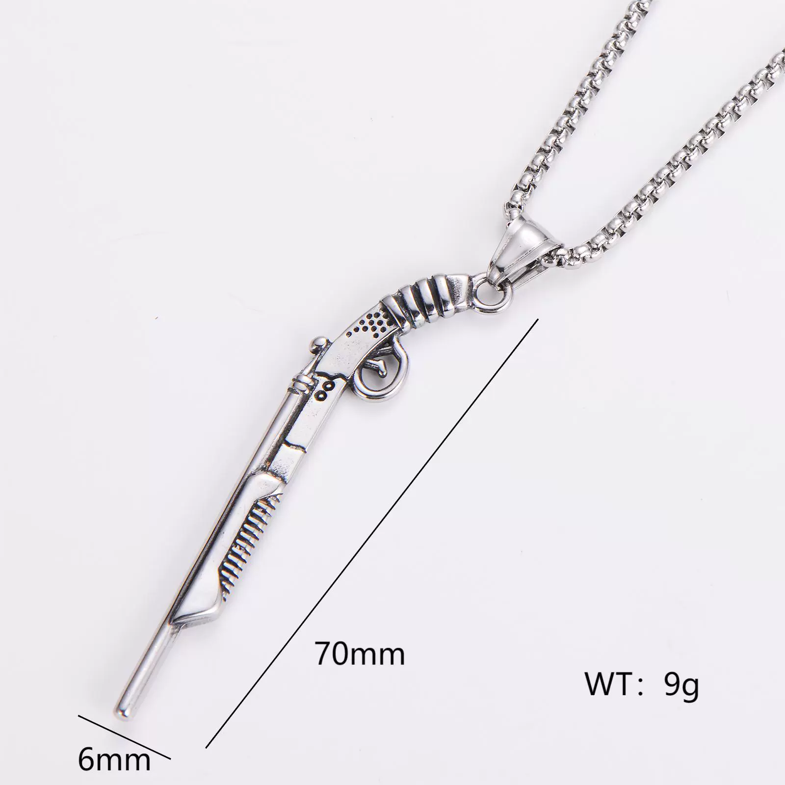 Wholesale Gun Necklace Stainless Steel Punk Hip Hop Geometric Polished Fashion - Image 8