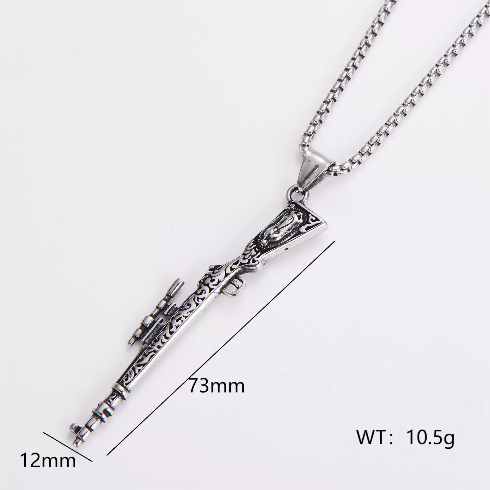 Wholesale Gun Necklace Stainless Steel Punk Hip Hop Geometric Polished Fashion - Image 9