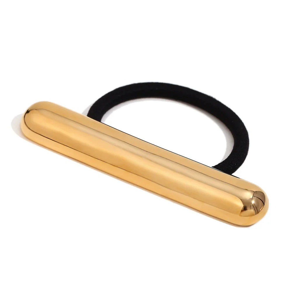 Wholesale Hair Accessories Stainless Steel 18K Gold Plated High Elastic Simple Round Stick Hair Rope Geometric Fashion - Image 6