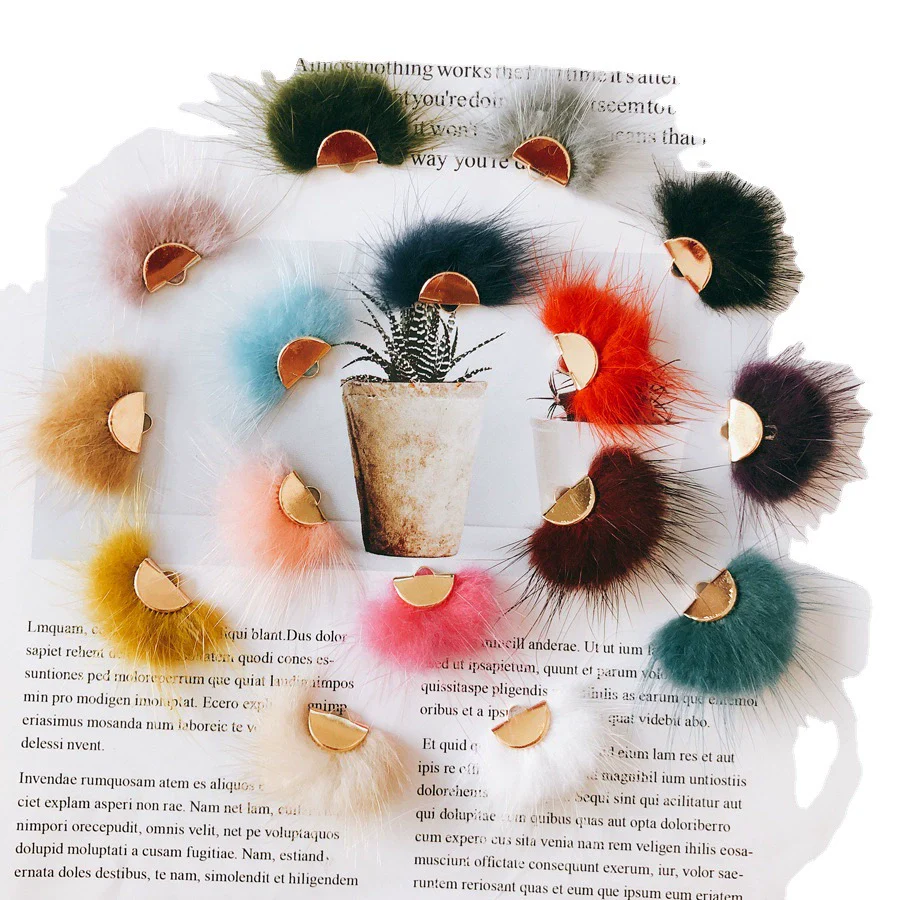 Wholesale Hair Accessories With Hanging Mink Fur Ball Pendant Plush Ball - Image 5