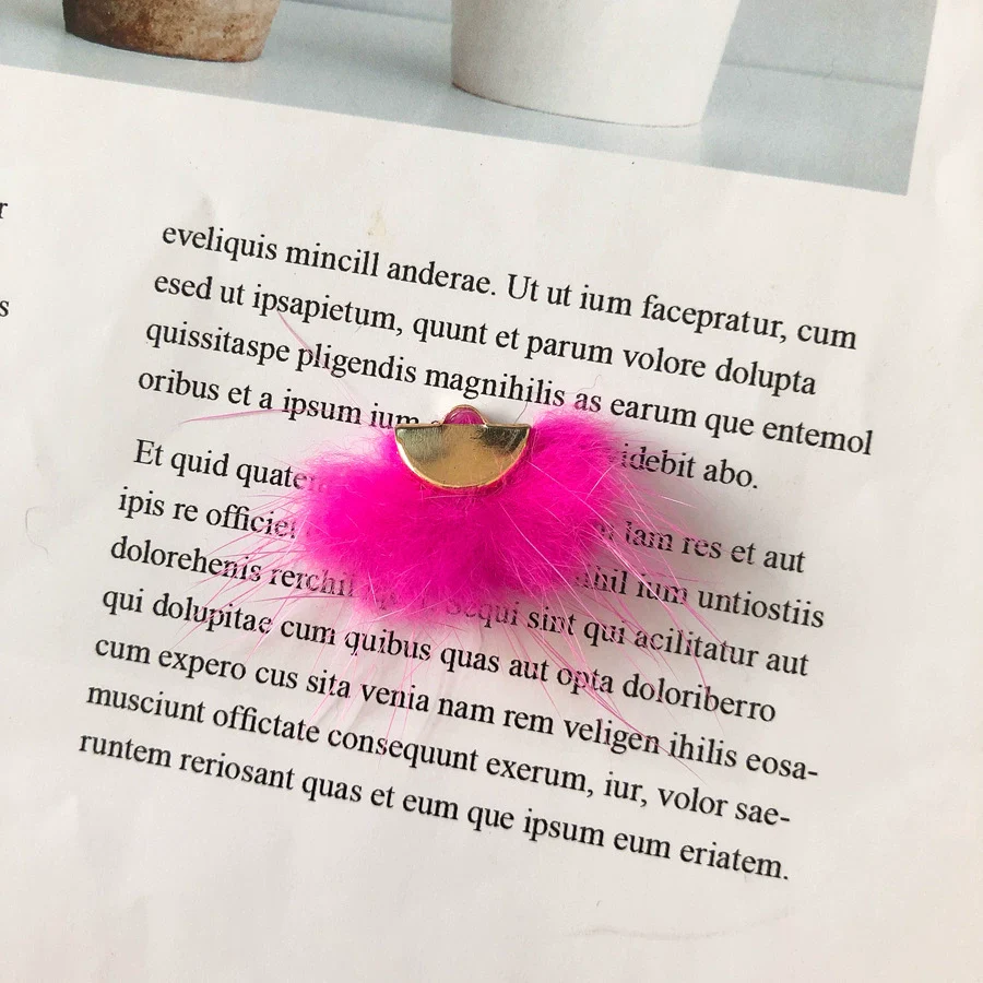 Wholesale Hair Accessories With Hanging Mink Fur Ball Pendant Plush Ball - Image 9