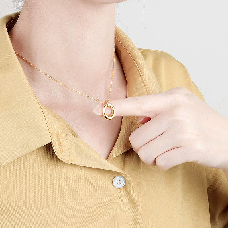Wholesale Halo Necklace 925 Sterling Silver Geometric Pendant Electroplated Jewelry - Image 3